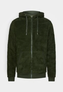 Pier One Borg Zip-Up Jacket - Forro Polar - Dark Green