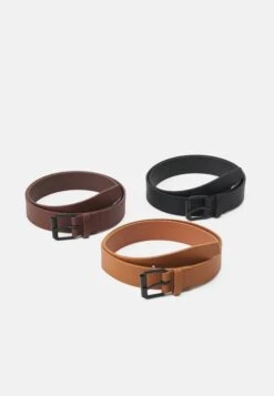 Pier One 3 Pack Unisex - Cinturón - Black/Brown/Cognac