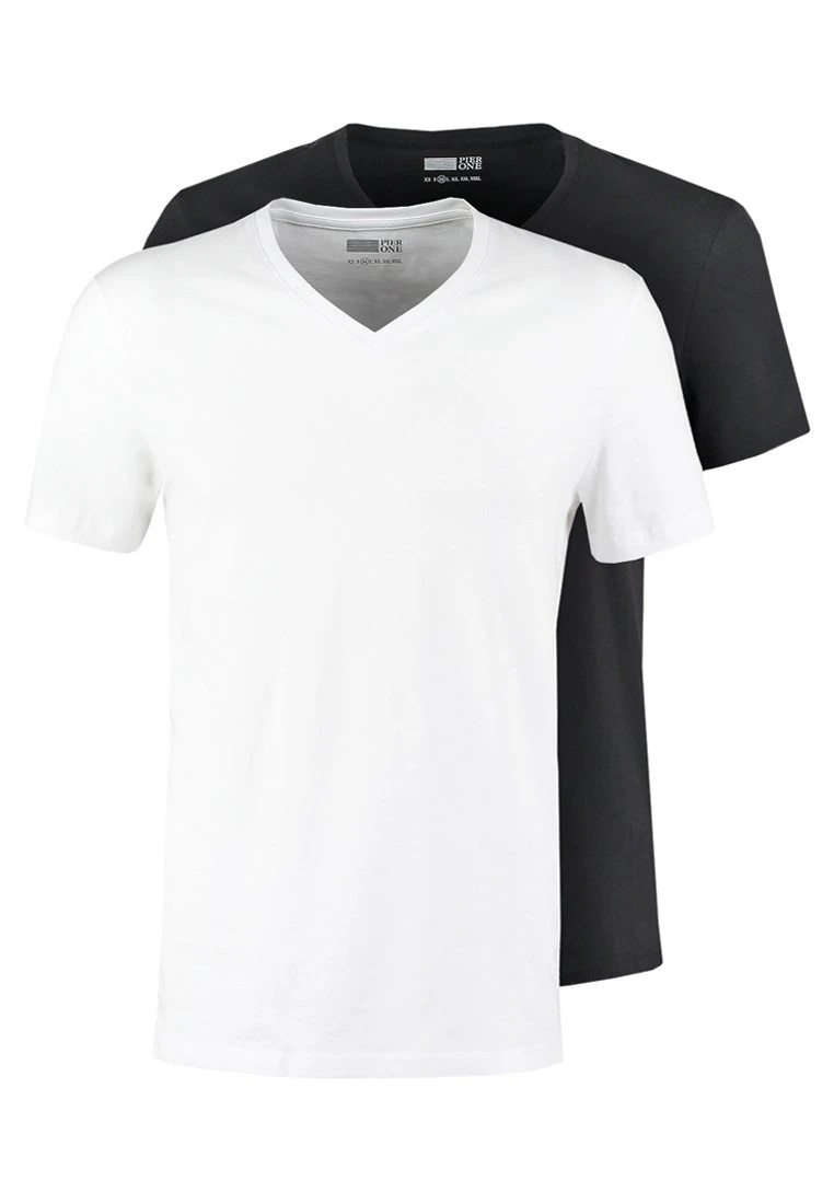 Pier One 2 Pack - Camiseta Básica - White/Black 6 Pier One 2 Pack - Camiseta Básica - White/Black - Imagen 6