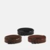 Pier One 3 Pack Unisex - Cinturón - Black/Brown /Cognac