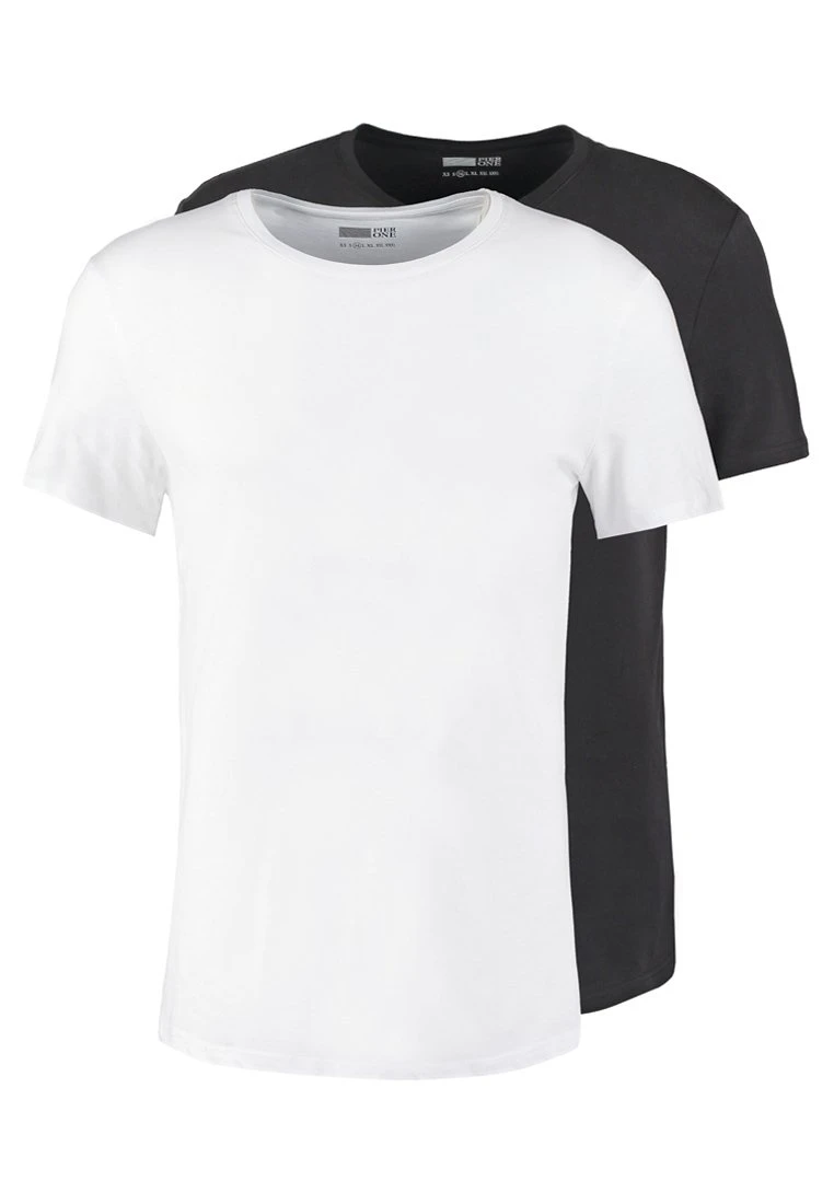 Pier One 2 Pack - Camiseta Básica - White/Black 2 Pier One 2 Pack - Camiseta Básica - White/Black - Imagen 2