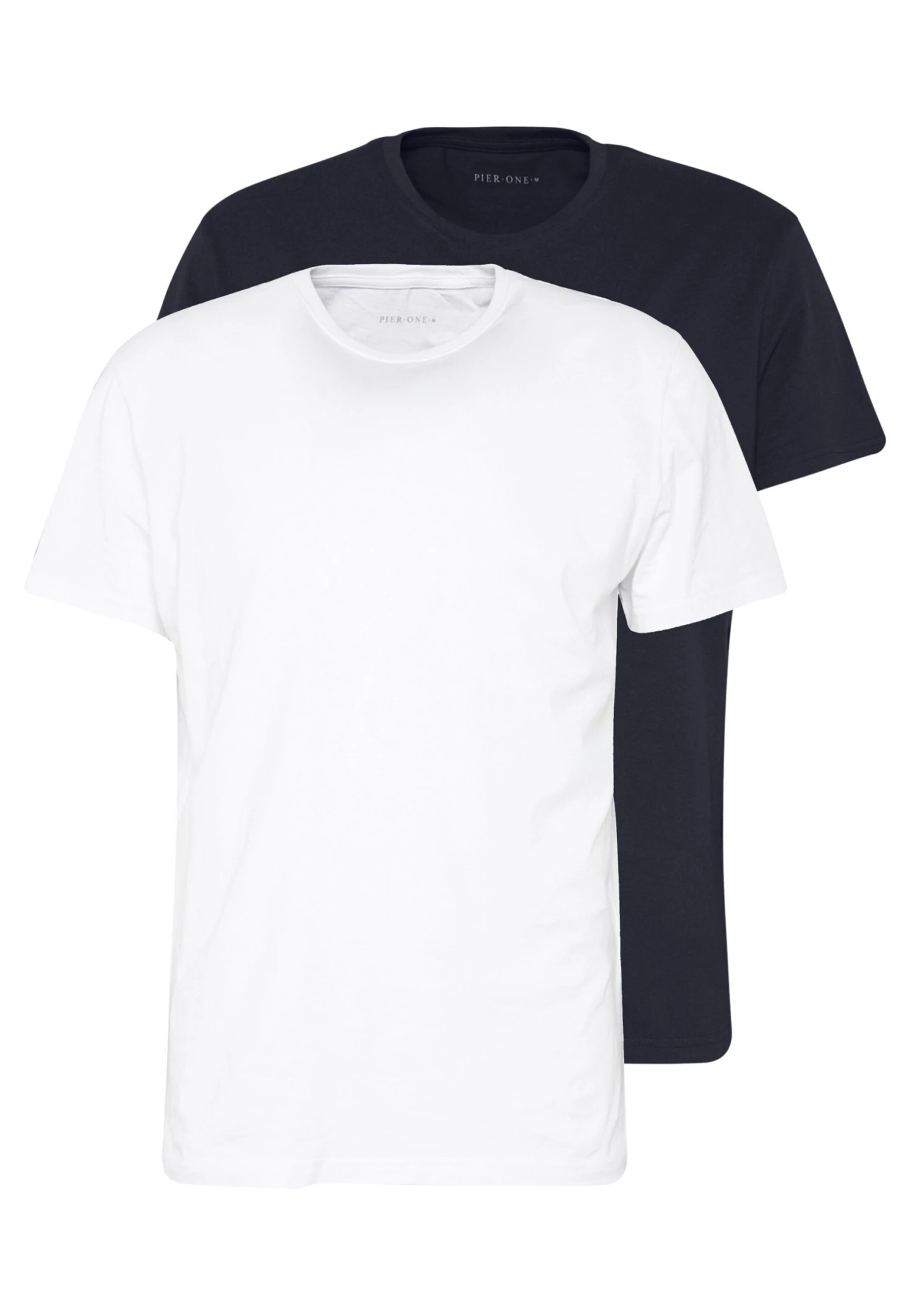 Pier One 2 Pack - Camiseta Básica - White/Dark Blue 1 Pier One 2 Pack - Camiseta Básica - White/Dark Blue